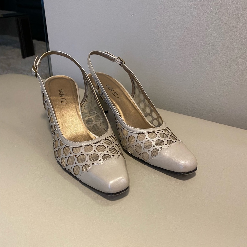 Vaneli Cream Slingback Heels